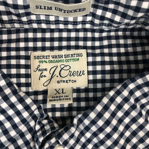 J. Crew Shirt Mens Extra Large Blue White Gingham Oxford Button‎ Up Preppy Slim - Picture 3 of 7